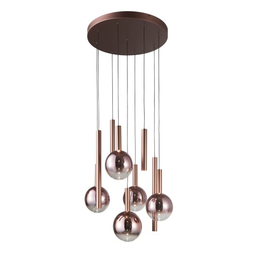 ITALUX NOWOCZESNA LAMPA WISZĄCA ŻYRANDOL LED NA PLAFONIE CAMINO PND-24038-9A-COPP COPPER