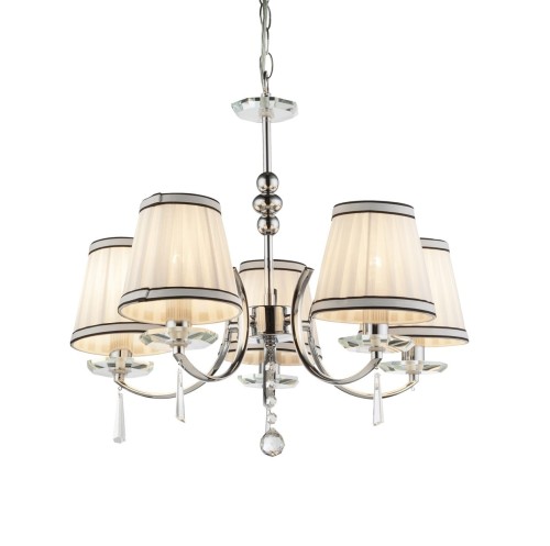 GLOBO KLASYCZNY ŻYRANDOL ABAŻUROWY Z KRYSZTAŁAMI VALLE PLAZA 69032-5 CHROM