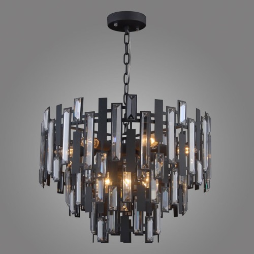 ITALUX NOWOCZESNA LAMPA ŻYRANDOL Z KRYSZTAŁAMI LUKAS PND-43383-9 BLACK