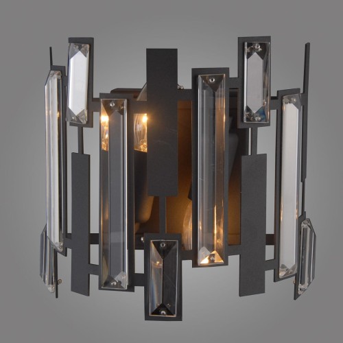 ITALUX NOWOCZESNY KINKIET Z KRYSZTAŁAMI LUKAS WL-43383-2 BLACK