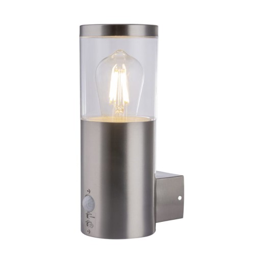 GLOBO NOWOCZESNY KINKIET ZEWNĘTRZNY ELEWACYJNY Z CZUJNIKIEM IP44 LALLI 34019S INOX