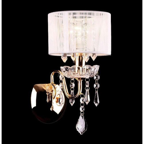 E-STAR KINKIET KRYSZTAŁOWY Z ABAŻUREM ISABELL BIAŁY GOLD