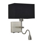 ITALUX KINKIET ABAŻUROWY Z REFLEKTOREM LED DO CZYTANIA NORTE WL-1122-2-BL-SN-RC-BL NIKIEL/BLACK