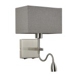 ITALUX KINKIET ABAŻUROWY Z REFLEKTOREM LED DO CZYTANIA NORTE WL-1122-2-BL-SN-RC-GR NIKIEL/GREY