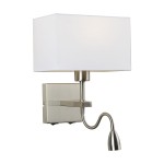 ITALUX KINKIET ABAŻUROWY Z REFLEKTOREM LED DO CZYTANIA NORTE WL-1122-2-BL-SN-RC-WH NIKIEL/WHITE