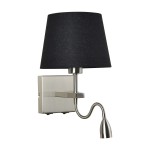 ITALUX KINKIET ABAŻUROWY Z REFLEKTOREM LED DO CZYTANIA NORTE WL-1122-2-BL-SN-RO-BL NIKIEL/BLACK