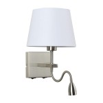 ITALUX KINKIET ABAŻUROWY Z REFLEKTOREM LED DO CZYTANIA NORTE WL-1122-2-BL-SN-RO-WH NIKIEL/WHITE