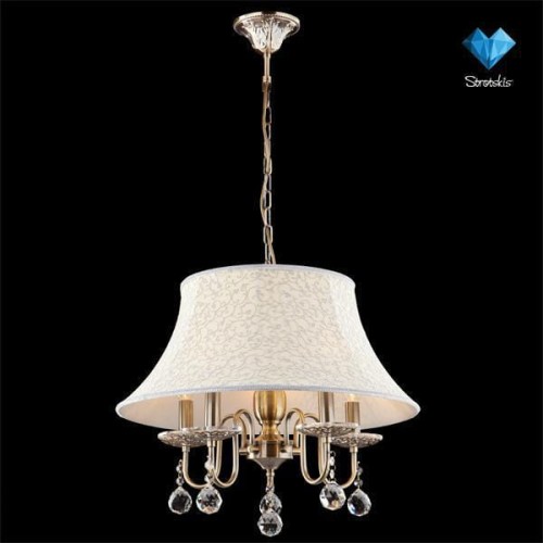 klasyczna lampa abażurowa z kryształkami salonu patyna.jpg