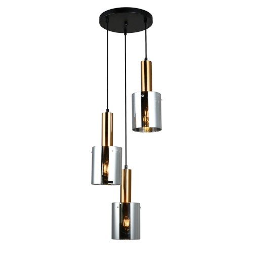 ITALUX NOWOCZESNA LAMPA WISZĄCA PLAFON SARDO PND-5581-3A-BRO+SG BLACK/MOSIĄDZ