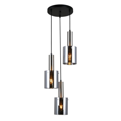 ITALUX NOWOCZESNA LAMPA WISZĄCA PLAFON SARDO PND-5581-3A-SC+SG BLACK/NIKIEL