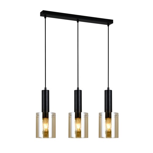 ITALUX NOWOCZESNA LAMPA WISZĄCA SARDO PND-5581-3-BK+AMB BLACK