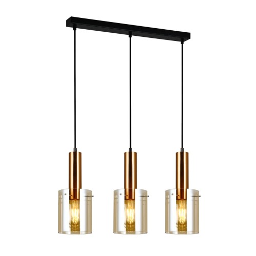 ITALUX NOWOCZESNA LAMPA WISZĄCA SARDO PND-5581-3-BRO+AMB BLACK/MOSIĄDZ