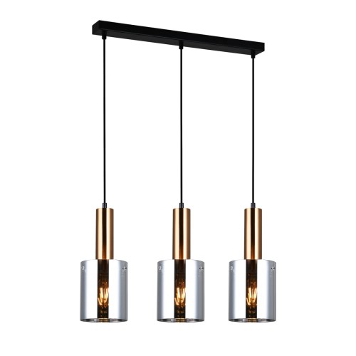 ITALUX NOWOCZESNA LAMPA WISZĄCA SARDO PND-5581-3-BRO+SG BLACK/MOSIĄDZ