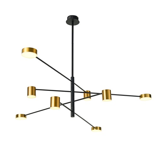 ITALUX NOWOCZESNY ŻYRANDOL LED REMDAL PND-16374-8 BK+GD-3K CZARNO ZŁOTY