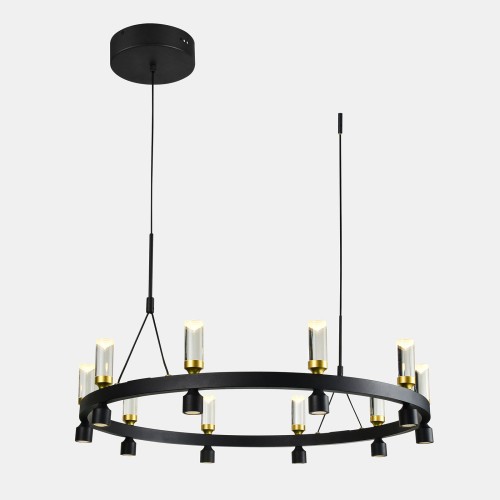 czarno złoty żyrandol lampa wisząca led do salonu biura hotelu gabinetu italux.jpg
