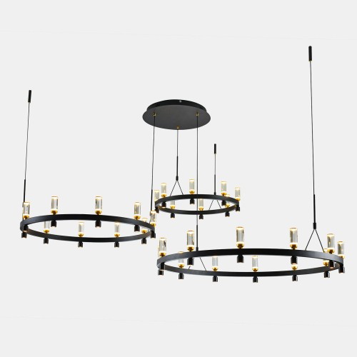 nowoczesny system lamp żyrandoli led do biura hotelu sali auli czarno złoty italux.jpg