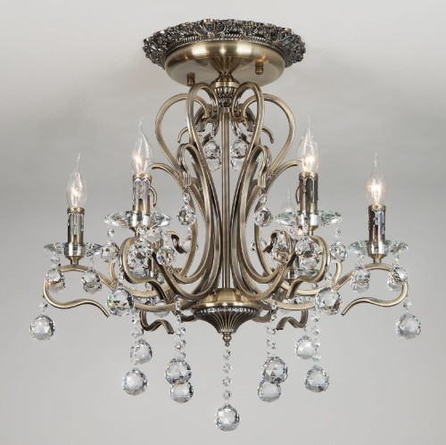 E-STAR KLASYCZNY ŻYRANDOL KRYSZTAŁOWY Z ORNAMENTEM  IMPERIUM 6 PATYNA