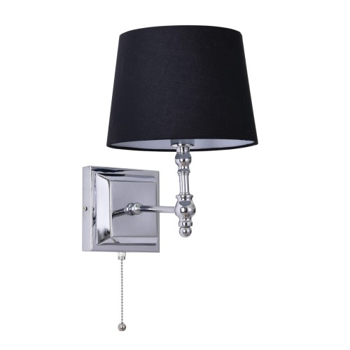 ITALUX STYLOWY KINKIET ABAŻUROWY Z WYŁĄCZNIKIEM LUNO WL-2021-1 BLACK/CHROM