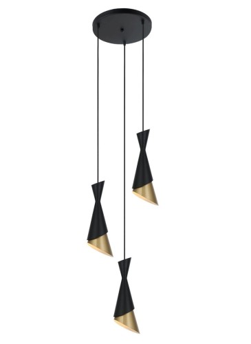 ITALUX NOWOCZESNA LAMPA WISZĄCA żYRANDOL MALIA PND-85949-3 BLACK/GOLD