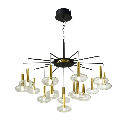 ITALUX NOWOCZESNY ŻYRANDOL LED HASSELT PND-42773-16 BLACK/GOLD