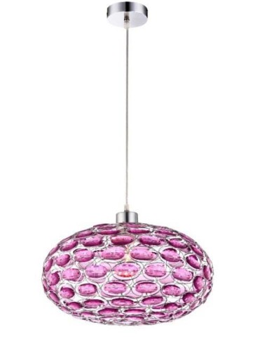 GLOBO LAMPA WISZĄCA KRYSZTAŁKI AKRYL MEGI 16037 LILA