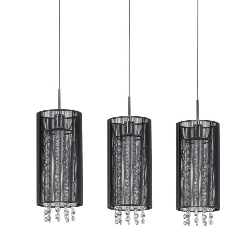 ITALUX ABAŻUROWA LAMPA WISZĄCA Z KRYSZTAŁKAMI LANA MDM1787/3 BK BLACK