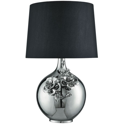 S-LIGHT LAMPA STOŁOWA Z ABAŻUREM DECO FLOWERS BLACK/CHROM
